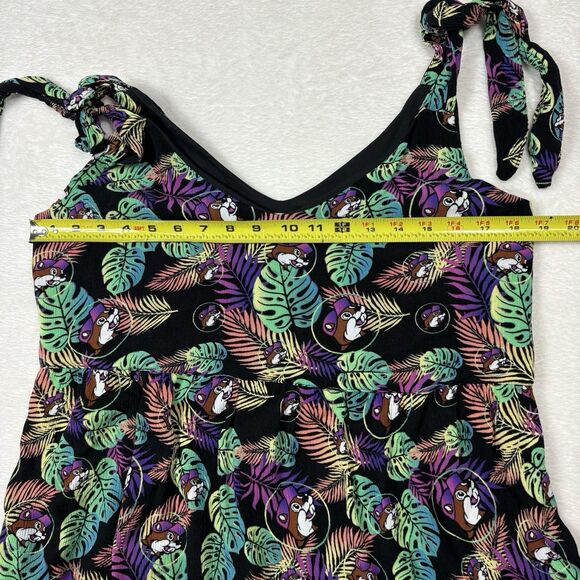 BUC-EE’S Women’s Flounce Tank Top Tie Straps Palm All Over Print Flowy Vacation - Picture 10 of 11